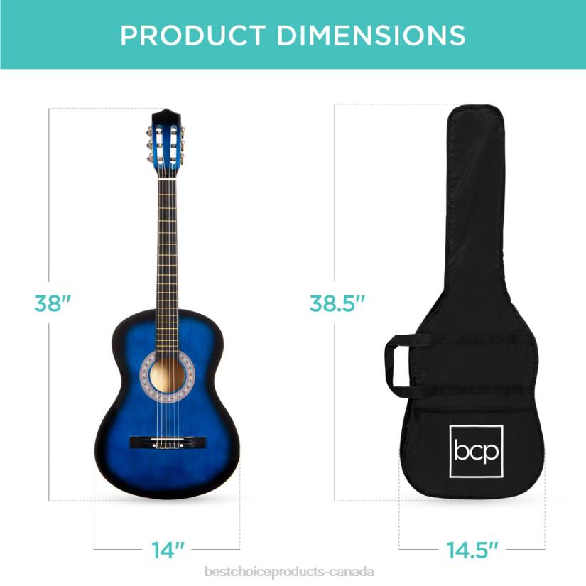 4LT21111 Blueburst Best Choice Products Beginner Acoustic Guitar Set w/ Case, Strap, Digital Tuner, Strings