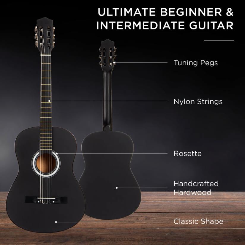 4LT21112 Matte Black Best Choice Products Beginner Acoustic Guitar Set w/ Case, Strap, Digital Tuner, Strings
