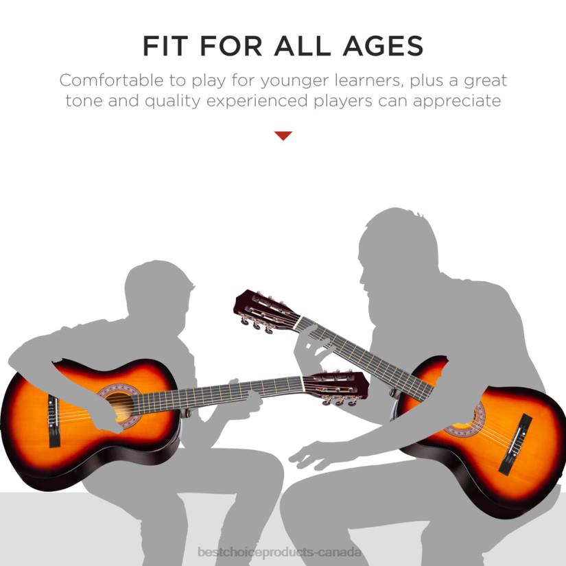 4LT21113 Sunburst Best Choice Products Beginner Acoustic Guitar Set w/ Case, Strap, Digital Tuner, Strings