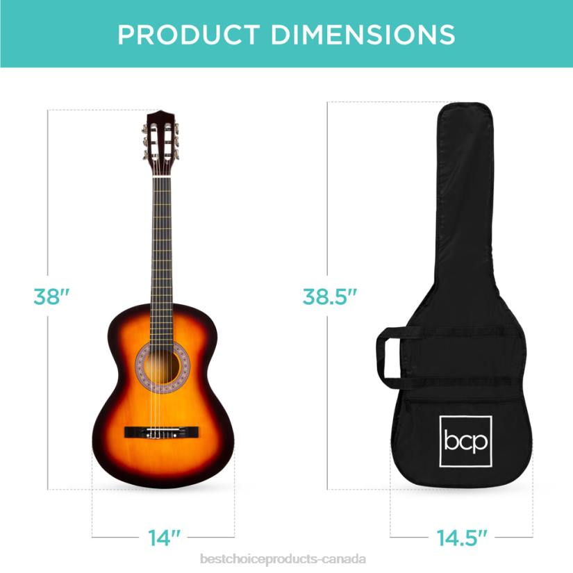 4LT21113 Sunburst Best Choice Products Beginner Acoustic Guitar Set w/ Case, Strap, Digital Tuner, Strings