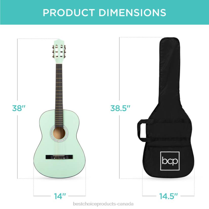 4LT21115 SoCal Green Best Choice Products Beginner Acoustic Guitar Set w/ Case, Strap, Digital Tuner, Strings