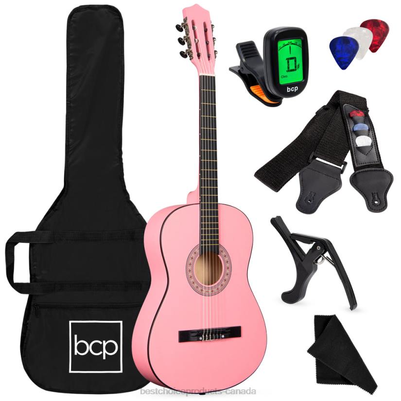 4LT21116 Pink Best Choice Products Beginner Acoustic Guitar Set w/ Case, Strap, Digital Tuner, Strings
