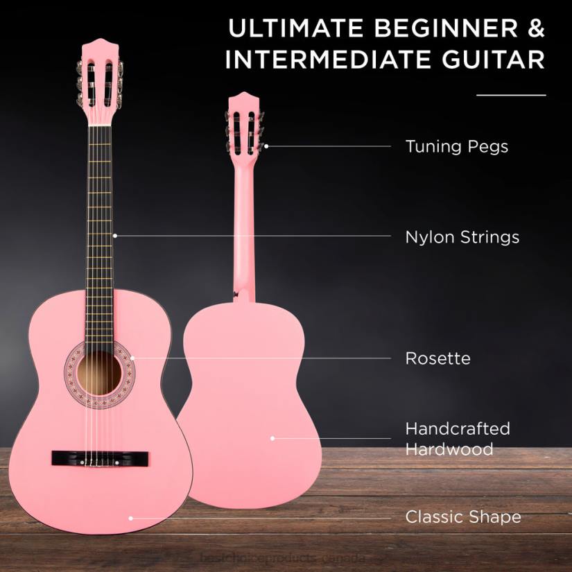 4LT21116 Pink Best Choice Products Beginner Acoustic Guitar Set w/ Case, Strap, Digital Tuner, Strings
