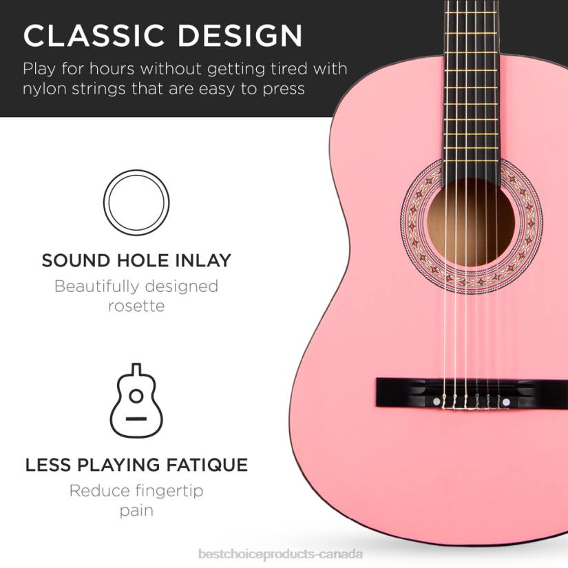 4LT21116 Pink Best Choice Products Beginner Acoustic Guitar Set w/ Case, Strap, Digital Tuner, Strings
