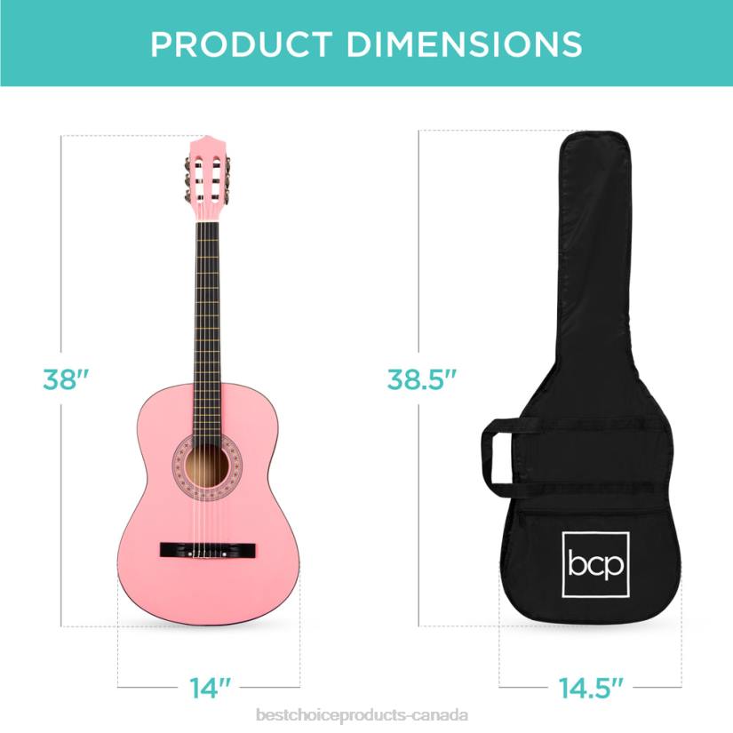 4LT21116 Pink Best Choice Products Beginner Acoustic Guitar Set w/ Case, Strap, Digital Tuner, Strings