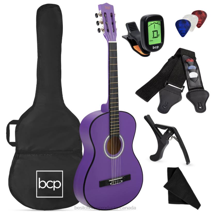 4LT21118 Purple Best Choice Products Beginner Acoustic Guitar Set w/ Case, Strap, Digital Tuner, Strings