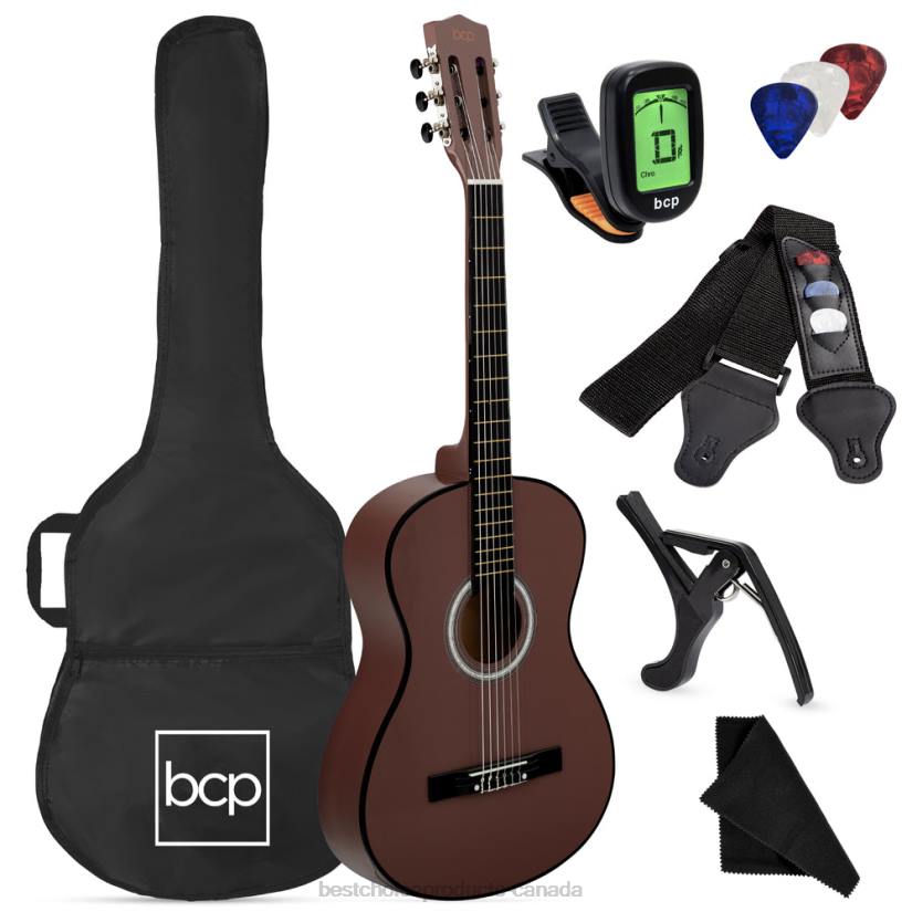 4LT21119 Dark Brown Best Choice Products Beginner Acoustic Guitar Set w/ Case, Strap, Digital Tuner, Strings