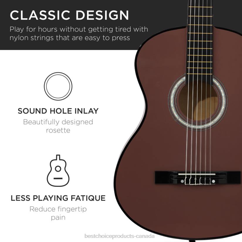 4LT21119 Dark Brown Best Choice Products Beginner Acoustic Guitar Set w/ Case, Strap, Digital Tuner, Strings