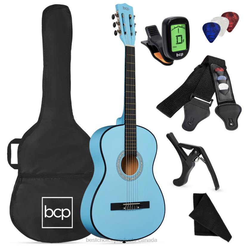 4LT21120 Light Blue Best Choice Products Beginner Acoustic Guitar Set w/ Case, Strap, Digital Tuner, Strings