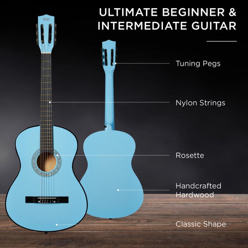4LT21120 Light Blue Best Choice Products Beginner Acoustic Guitar Set w/ Case, Strap, Digital Tuner, Strings