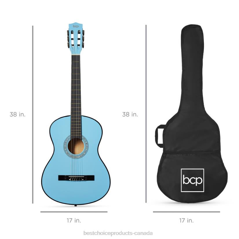 4LT21120 Light Blue Best Choice Products Beginner Acoustic Guitar Set w/ Case, Strap, Digital Tuner, Strings