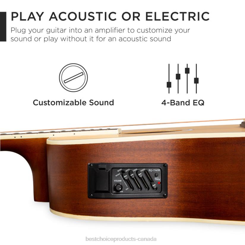 4LT21139 Natural Best Choice Products 41in Beginner Acoustic Electric Cutaway Guitar Set w/ Case, Strap