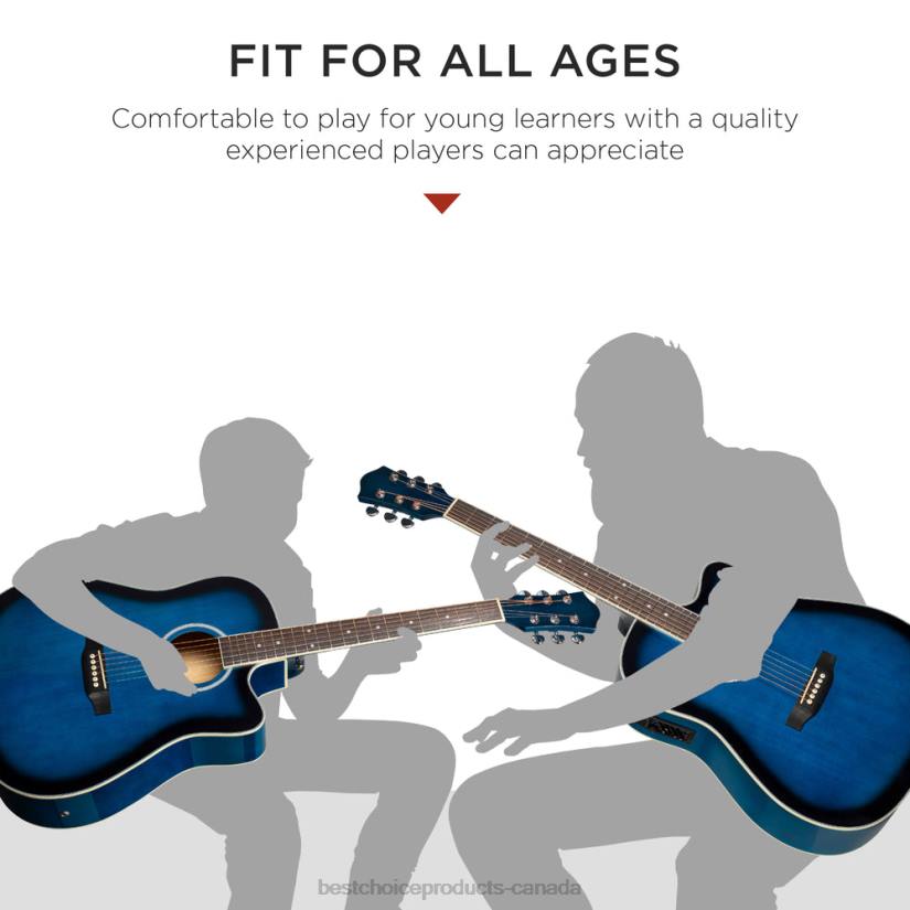4LT21142 Blue Best Choice Products 41in Beginner Acoustic Electric Cutaway Guitar Set w/ Case, Strap