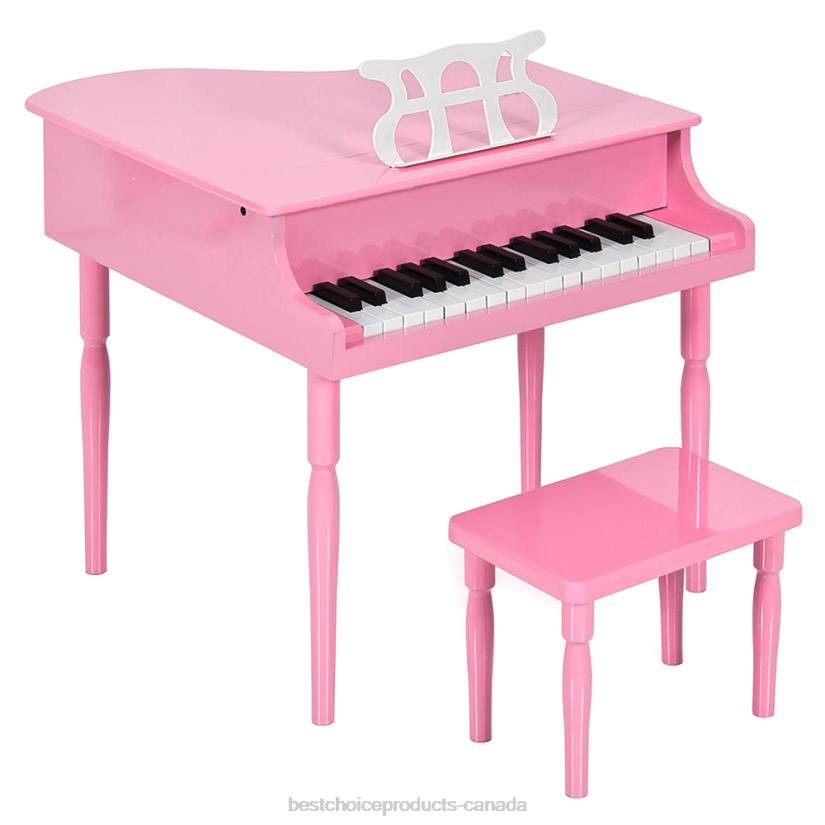 4LT21122 Pink Best Choice Products Kids Mini Wooden Grand Piano w/ Lid, Bench, Music Rack, Song Book, Stickers