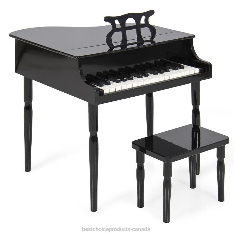4LT21123 Black Best Choice Products Kids Mini Wooden Grand Piano w/ Lid, Bench, Music Rack, Song Book, Stickers