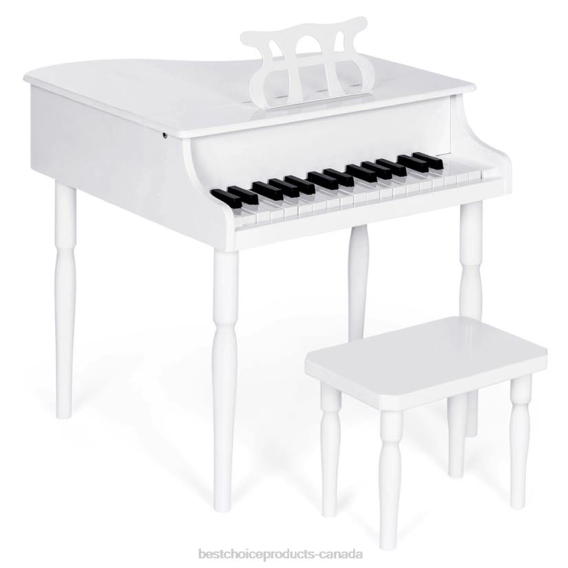 4LT21124 White Best Choice Products Kids Mini Wooden Grand Piano w/ Lid, Bench, Music Rack, Song Book, Stickers
