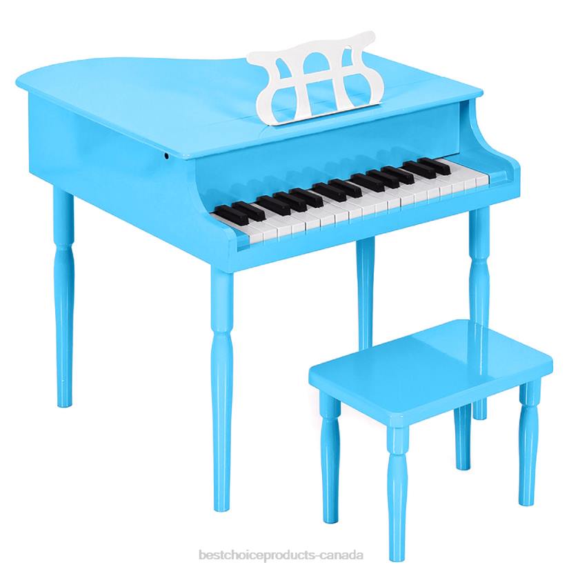 4LT21126 Light Blue Best Choice Products Kids Mini Wooden Grand Piano w/ Lid, Bench, Music Rack, Song Book, Stickers