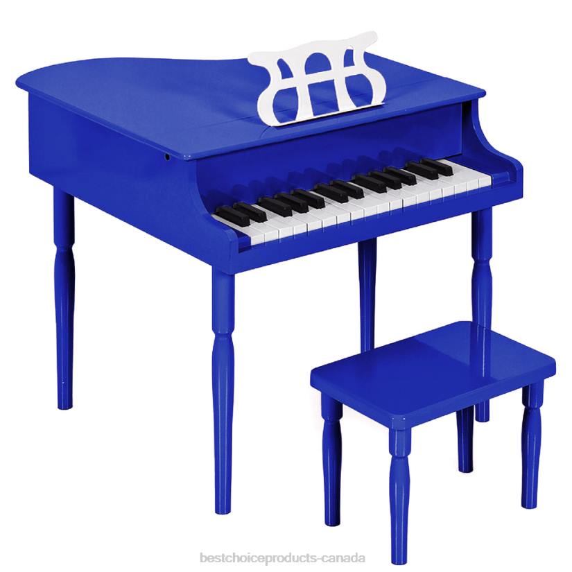 4LT21127 Dark Blue Best Choice Products Kids Mini Wooden Grand Piano w/ Lid, Bench, Music Rack, Song Book, Stickers