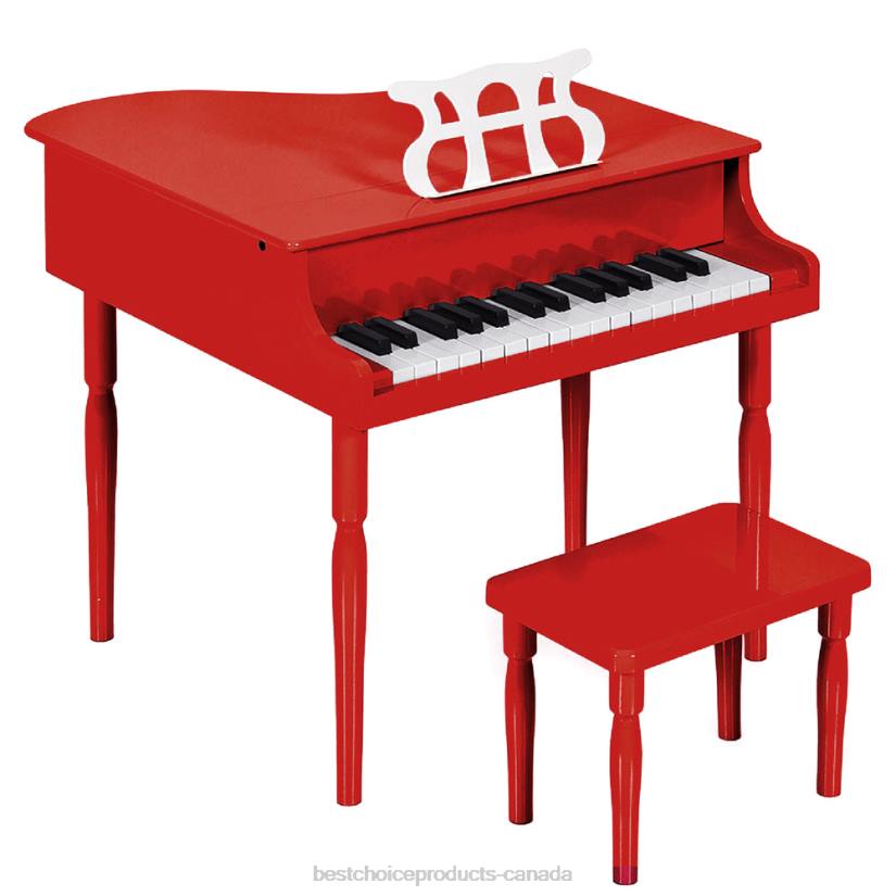 4LT21128 Red Best Choice Products Kids Mini Wooden Grand Piano w/ Lid, Bench, Music Rack, Song Book, Stickers