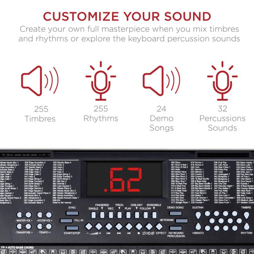 4LT21062 Black Best Choice Products 61-Key Beginners Electronic Keyboard Piano Set w/ 3 Modes, Microphone