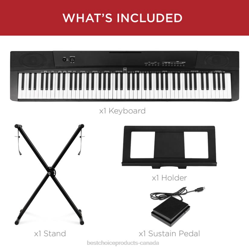 4LT21129 Black Best Choice Products 88-Key Digital Piano Set w/ Semi-Weighted Keys, Stand, Sustain Pedal