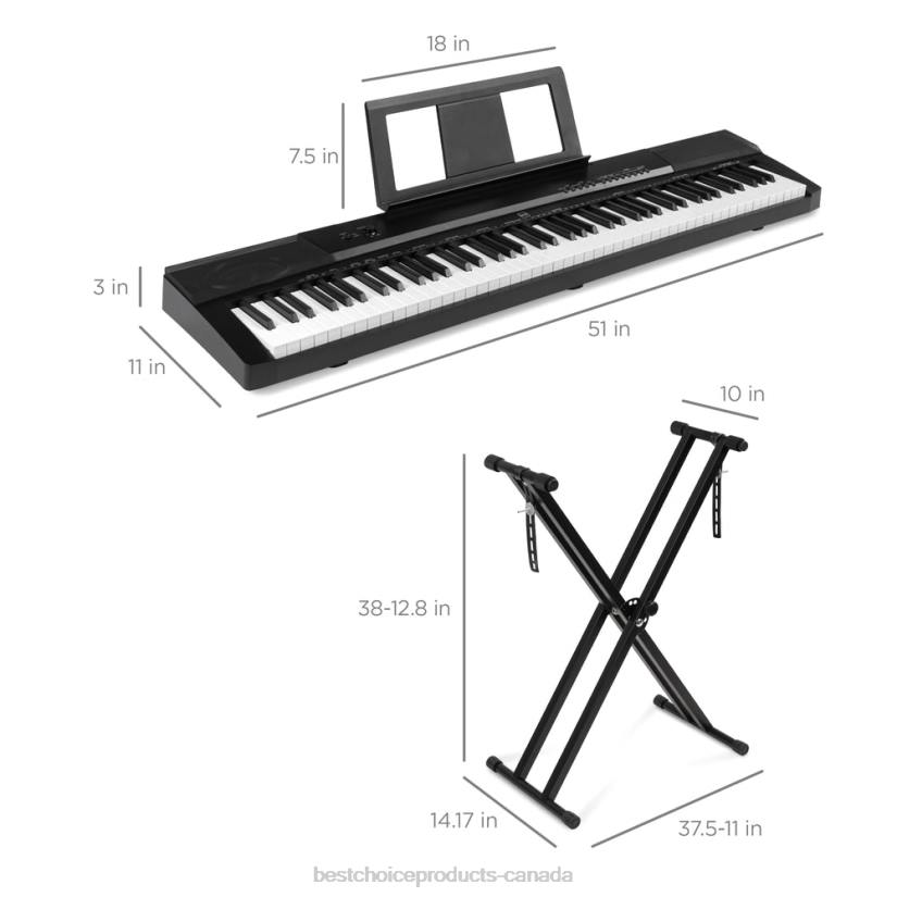 4LT21129 Black Best Choice Products 88-Key Digital Piano Set w/ Semi-Weighted Keys, Stand, Sustain Pedal