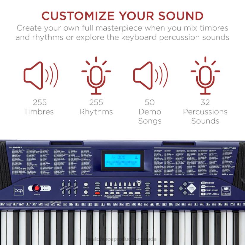 4LT21132 Blue Best Choice Products 61-Key Beginners Electronic Keyboard Piano Set w/ Lighted Keys, Headphones