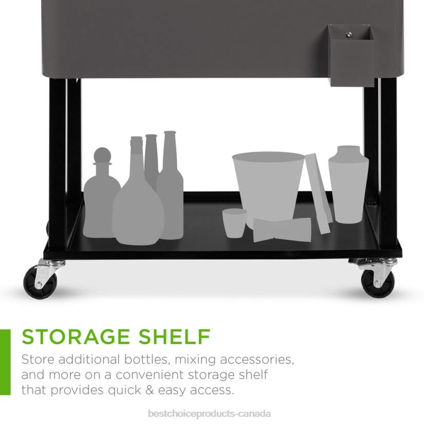 4LT21462 Gray Best Choice Products Portable Rolling Cooler Cart w/ Bottle Opener, Catch Tray
