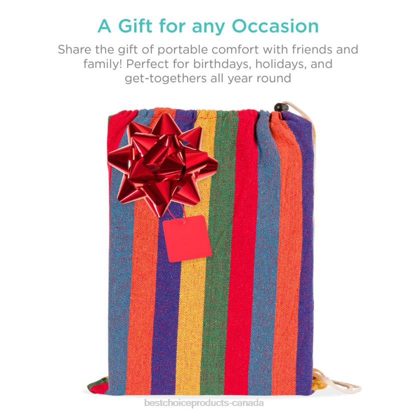 4LT2414 Rainbow Best Choice Products 2-Person Brazilian-Style Double Hammock w/ Portable Carrying Bag