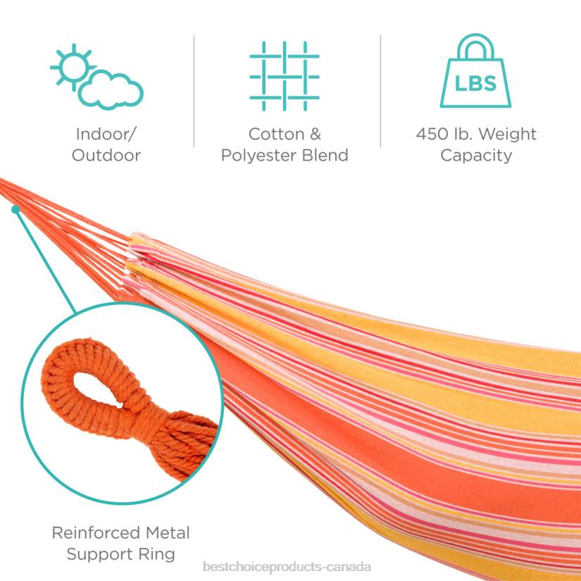 4LT2415 Sunset Best Choice Products 2-Person Brazilian-Style Double Hammock w/ Portable Carrying Bag