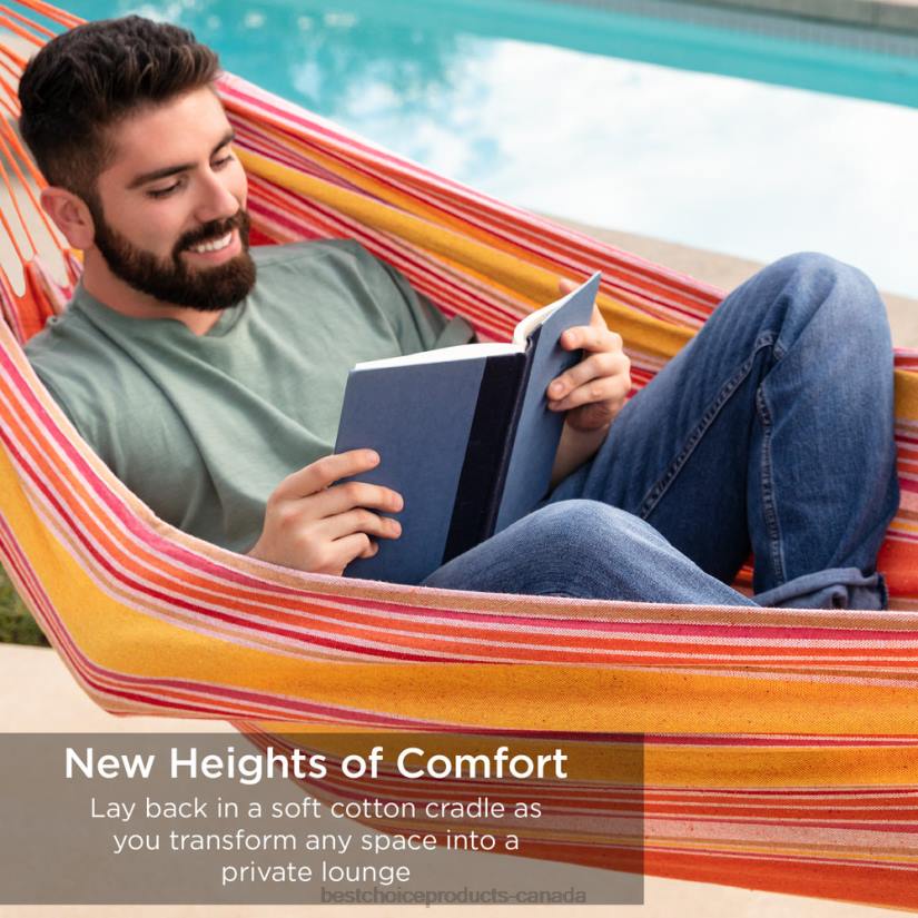 4LT2415 Sunset Best Choice Products 2-Person Brazilian-Style Double Hammock w/ Portable Carrying Bag