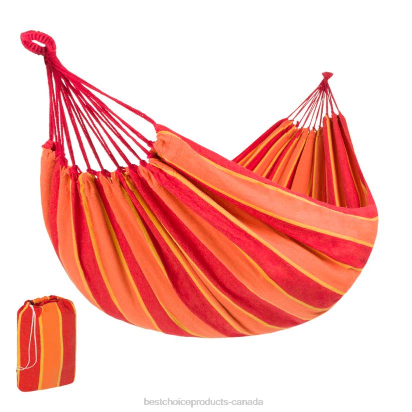 4LT2417 Orange Best Choice Products 2-Person Brazilian-Style Double Hammock w/ Portable Carrying Bag