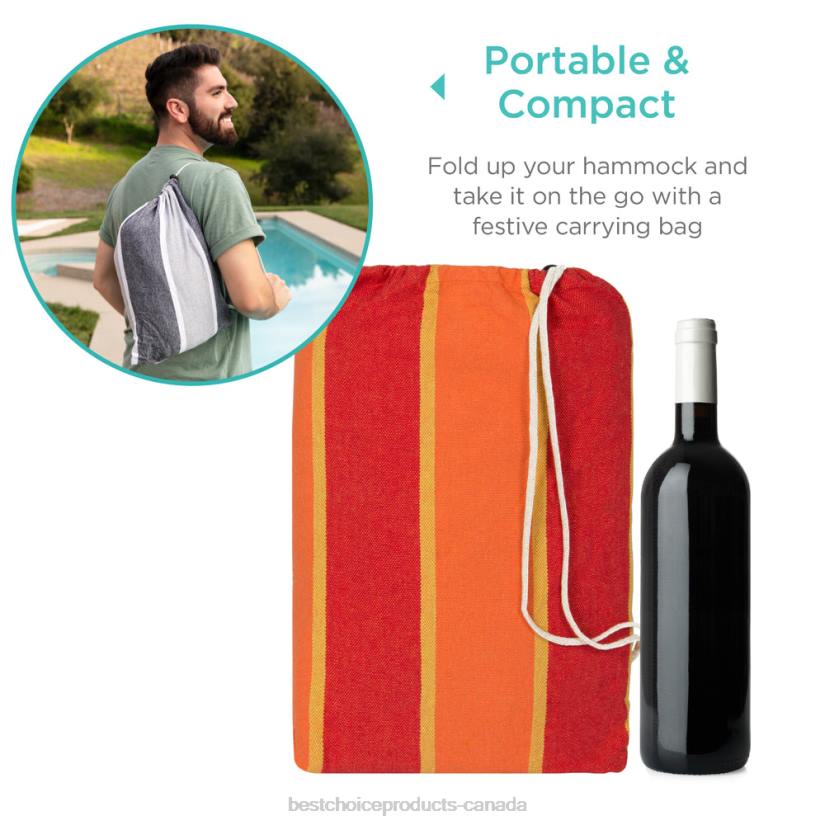 4LT2417 Orange Best Choice Products 2-Person Brazilian-Style Double Hammock w/ Portable Carrying Bag