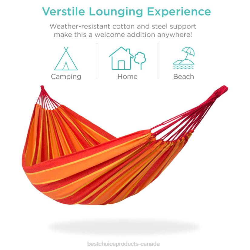 4LT2417 Orange Best Choice Products 2-Person Brazilian-Style Double Hammock w/ Portable Carrying Bag