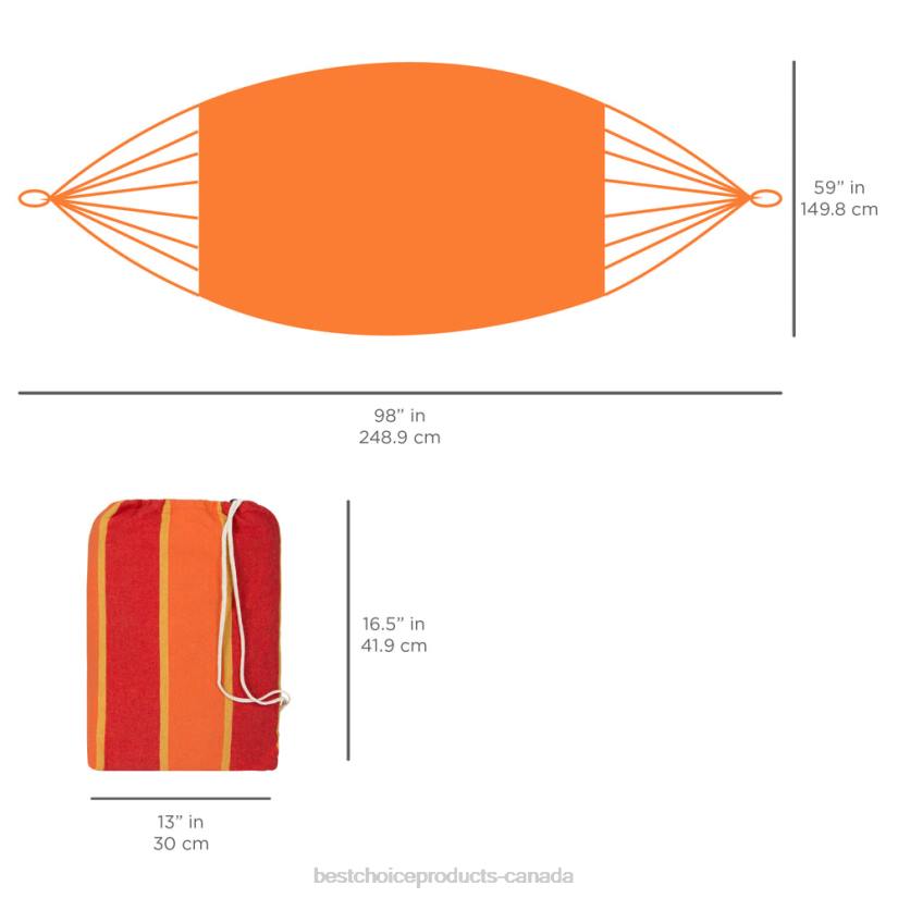 4LT2417 Orange Best Choice Products 2-Person Brazilian-Style Double Hammock w/ Portable Carrying Bag