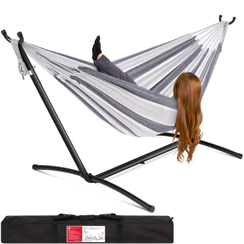 4LT2874 Steel Best Choice Products 2-Person Brazilian-Style Double Hammock w/ Carrying Bag and Steel Stand