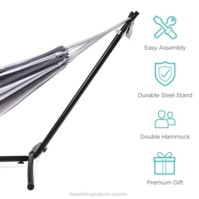 4LT2874 Steel Best Choice Products 2-Person Brazilian-Style Double Hammock w/ Carrying Bag and Steel Stand