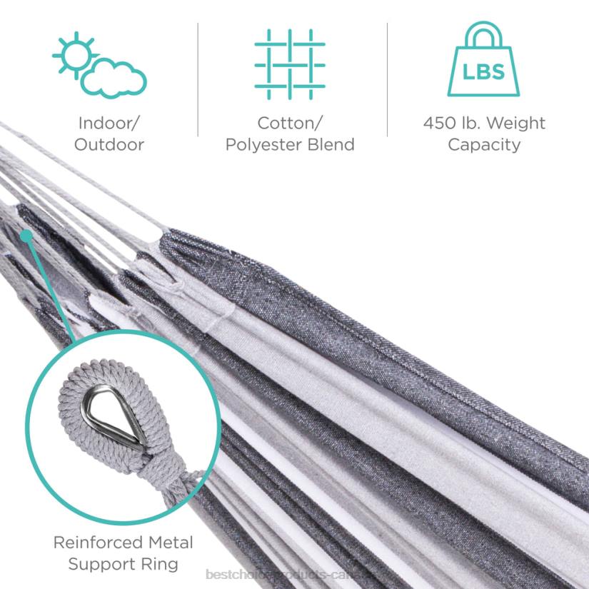 4LT2874 Steel Best Choice Products 2-Person Brazilian-Style Double Hammock w/ Carrying Bag and Steel Stand