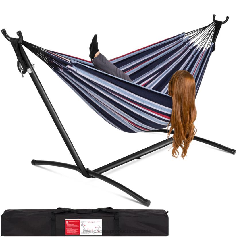 4LT2882 Abyss Best Choice Products 2-Person Brazilian-Style Double Hammock w/ Carrying Bag and Steel Stand