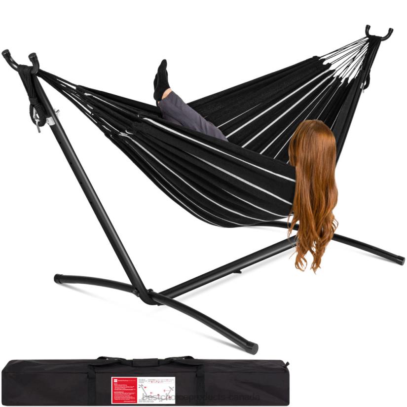 4LT2883 Onyx Best Choice Products 2-Person Brazilian-Style Double Hammock w/ Carrying Bag and Steel Stand