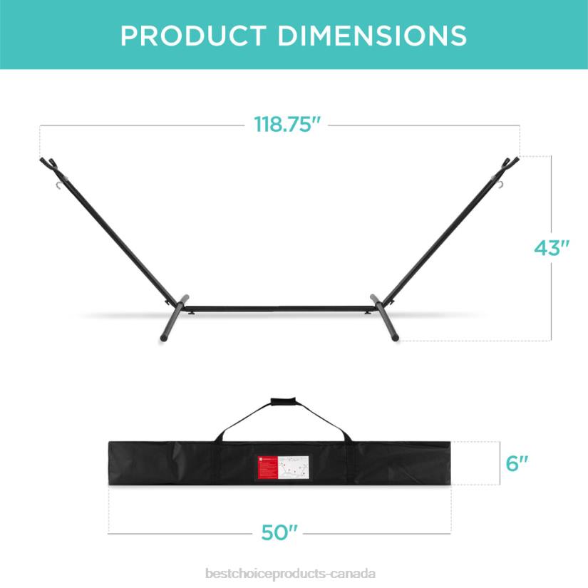 4LT2883 Onyx Best Choice Products 2-Person Brazilian-Style Double Hammock w/ Carrying Bag and Steel Stand