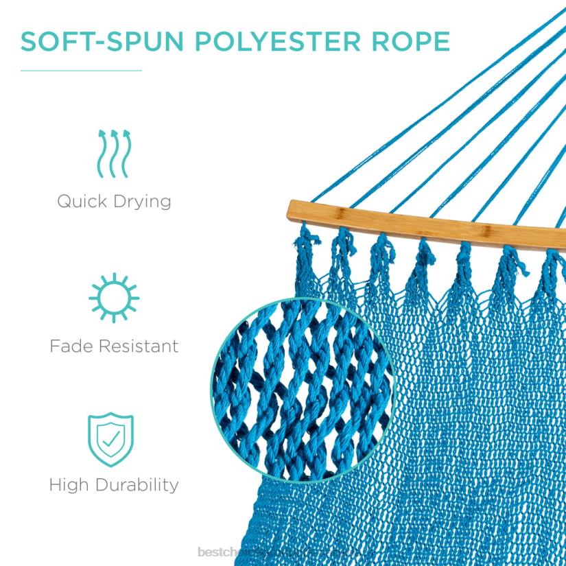 4LT2950 Fire Red Best Choice Products 2-Person Woven Polyester Hammock w/ Curved Bamboo Spreader Bar, Carry Bag