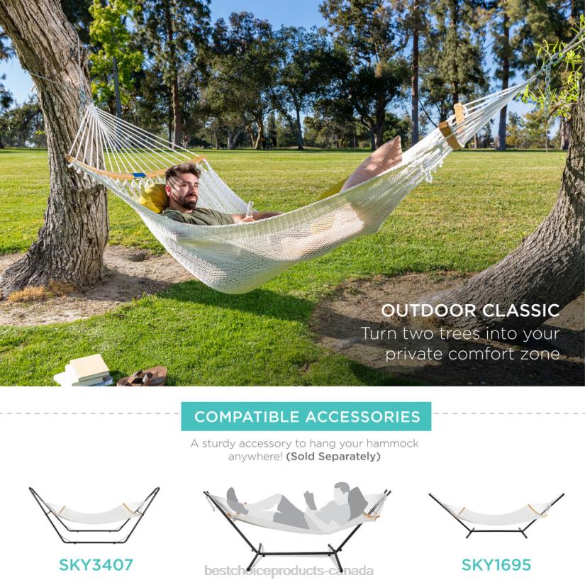 4LT2950 Fire Red Best Choice Products 2-Person Woven Polyester Hammock w/ Curved Bamboo Spreader Bar, Carry Bag