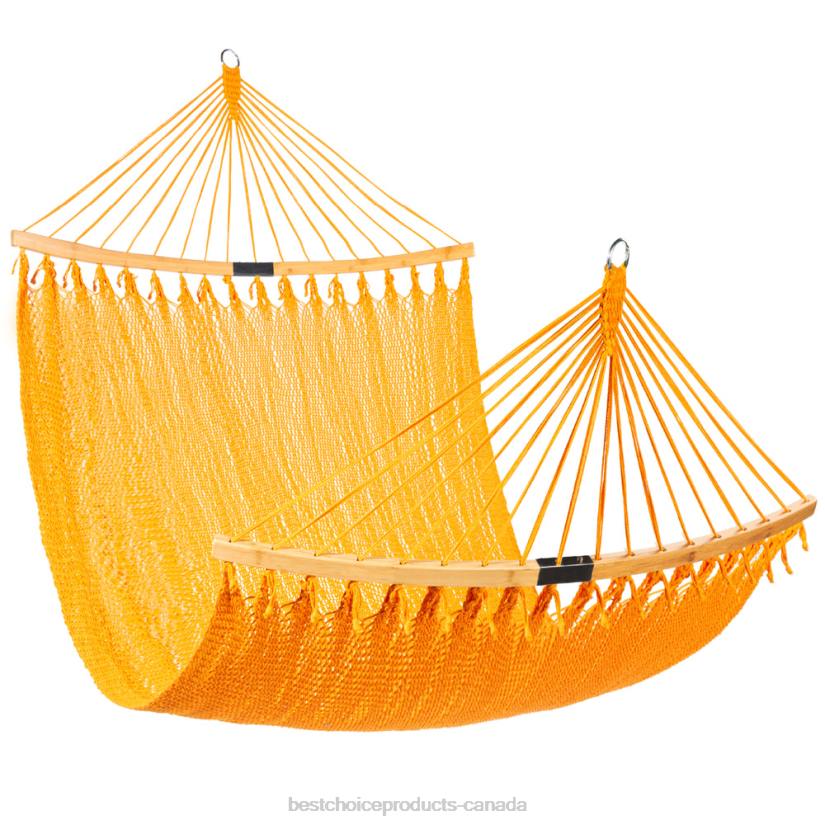 4LT2950 Fire Red Best Choice Products 2-Person Woven Polyester Hammock w/ Curved Bamboo Spreader Bar, Carry Bag