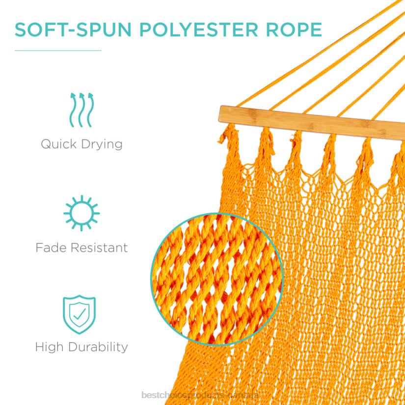 4LT2950 Fire Red Best Choice Products 2-Person Woven Polyester Hammock w/ Curved Bamboo Spreader Bar, Carry Bag