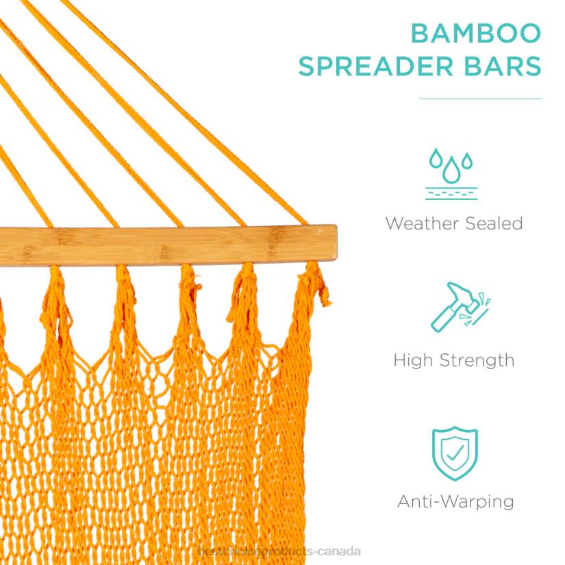 4LT2950 Fire Red Best Choice Products 2-Person Woven Polyester Hammock w/ Curved Bamboo Spreader Bar, Carry Bag