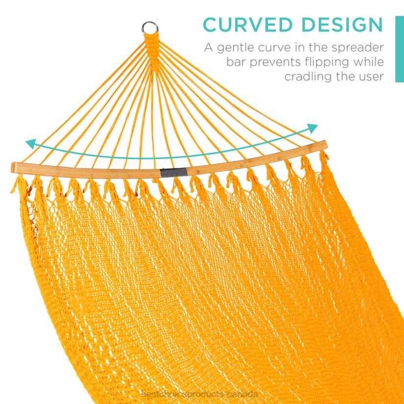 4LT2950 Fire Red Best Choice Products 2-Person Woven Polyester Hammock w/ Curved Bamboo Spreader Bar, Carry Bag