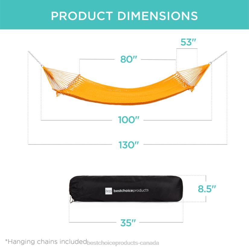 4LT2950 Fire Red Best Choice Products 2-Person Woven Polyester Hammock w/ Curved Bamboo Spreader Bar, Carry Bag