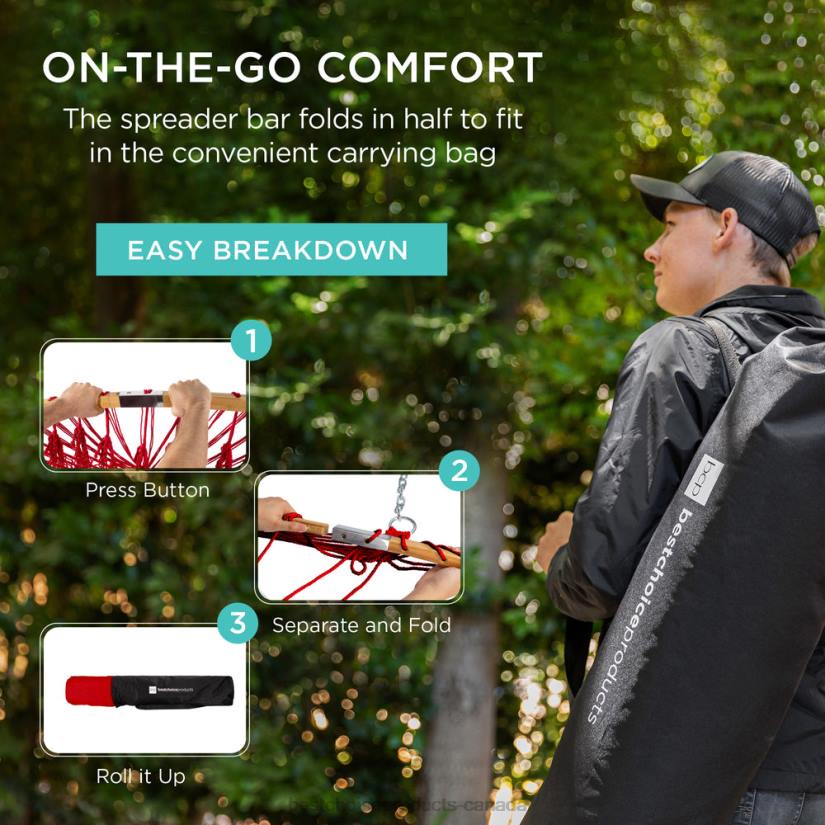 4LT2950 Fire Red Best Choice Products 2-Person Woven Polyester Hammock w/ Curved Bamboo Spreader Bar, Carry Bag