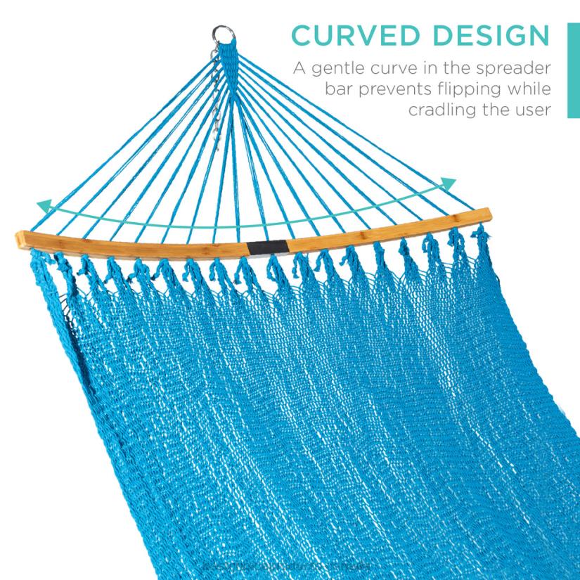 4LT2950 Fire Red Best Choice Products 2-Person Woven Polyester Hammock w/ Curved Bamboo Spreader Bar, Carry Bag